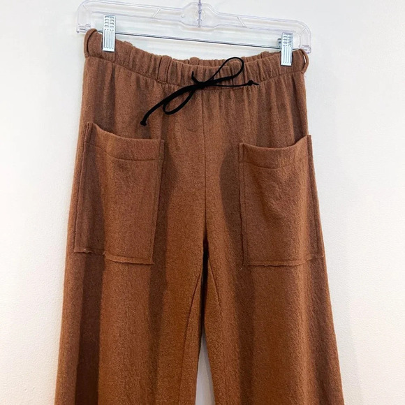Hannes Roether 100% Wool Brown Knit Loungewear Casual Designer Flare Pants XS - Picture 4 of 9
